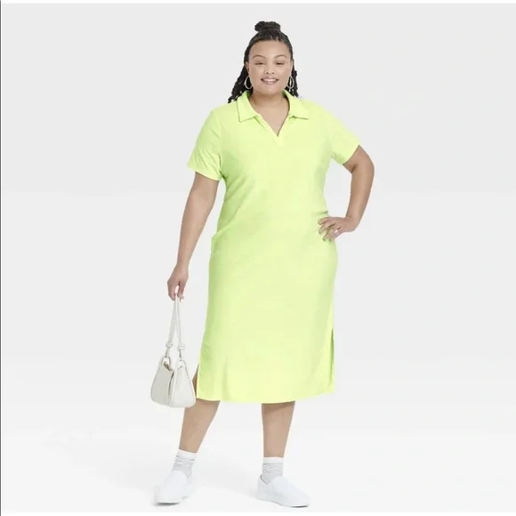 Ava & Viv | Dresses | Ava And Viv Yellow Green Terry Cloth Polo Dress Swim  Cover Nwot C3 | Poshmark